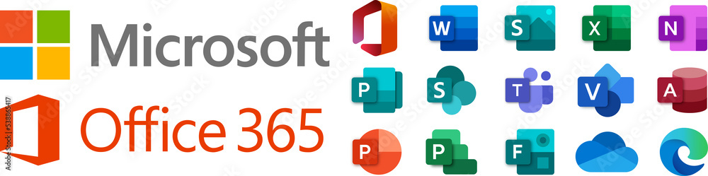 Set icons Microsoft Office 365: Word, Excel, OneNote, Yammer, Sway ...