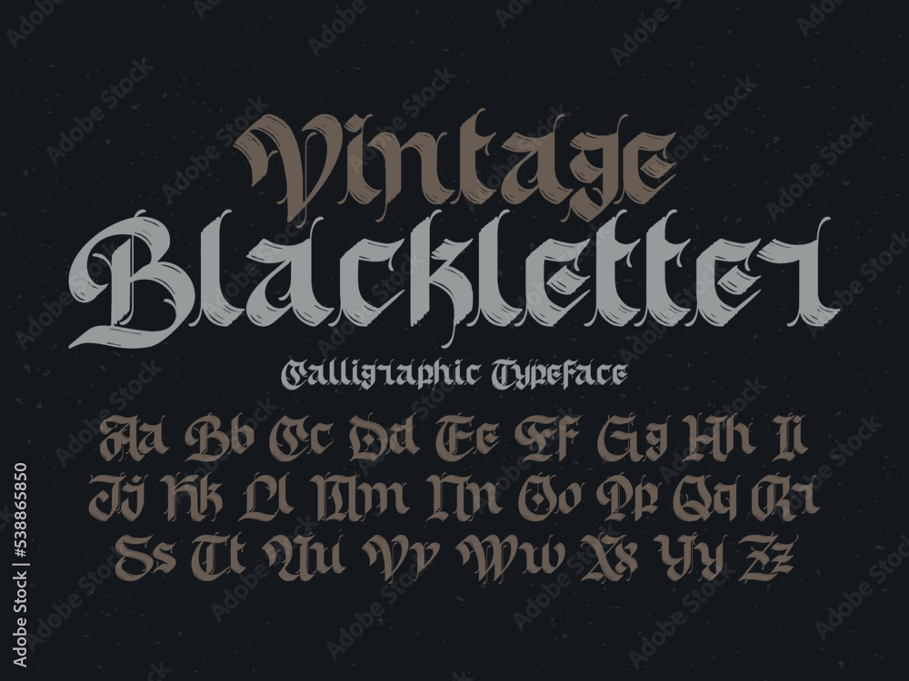 Vintage Blackletter vector font set