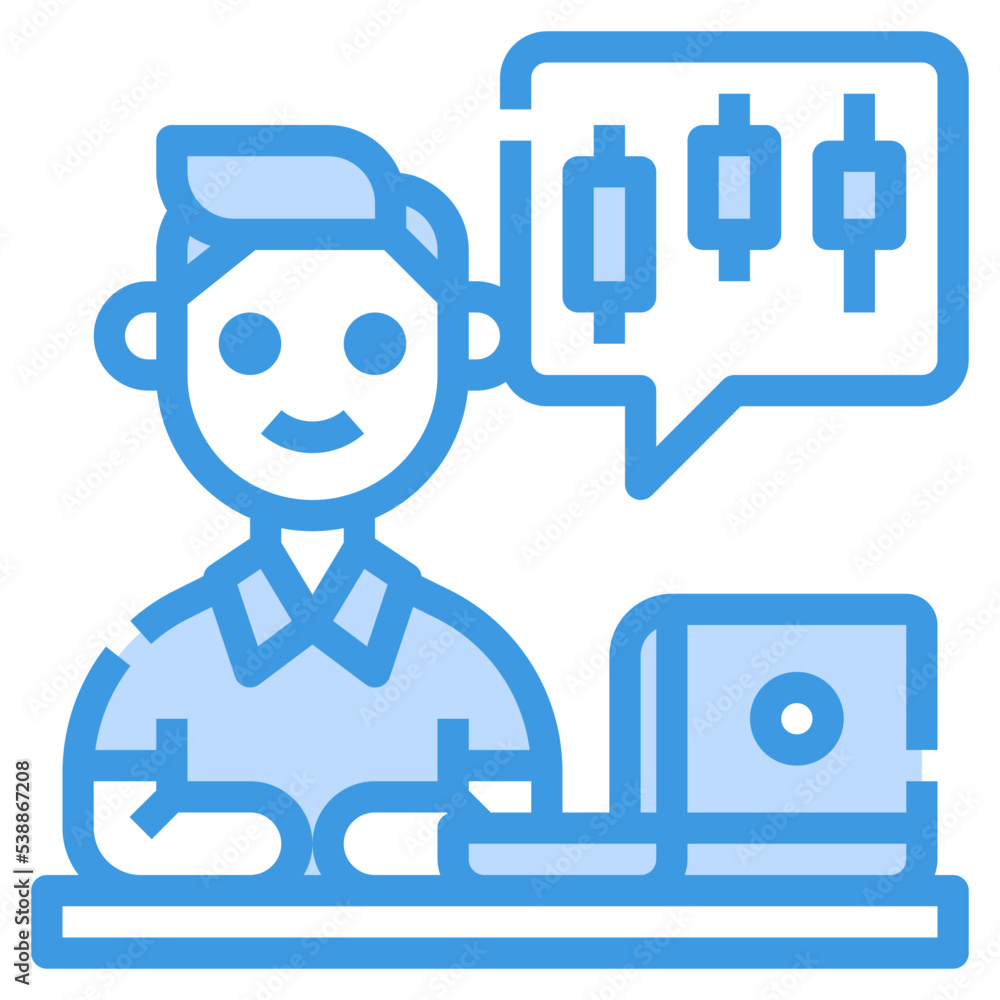 Invester blue outline icon