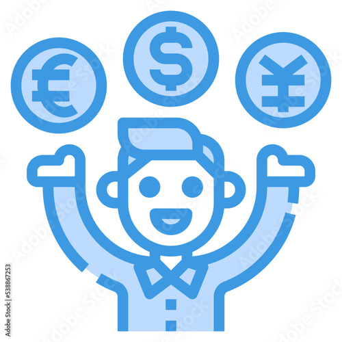 Money blue outline icon