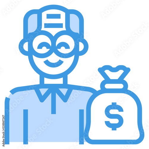 retirement fund blue outline icon