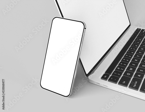 Macbook pro with smartphone website presentation mockup