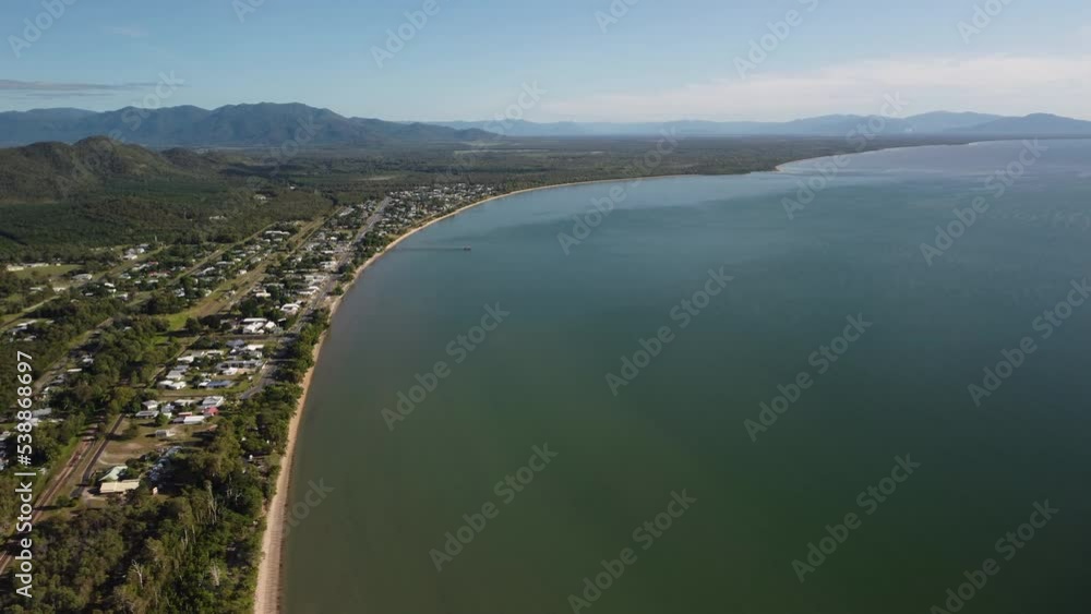 Aerial view of Coral Sea and town of Cardwell, tropical Queensland Aerial view of Coral Sea and town of Cardwell, tropical Queensland