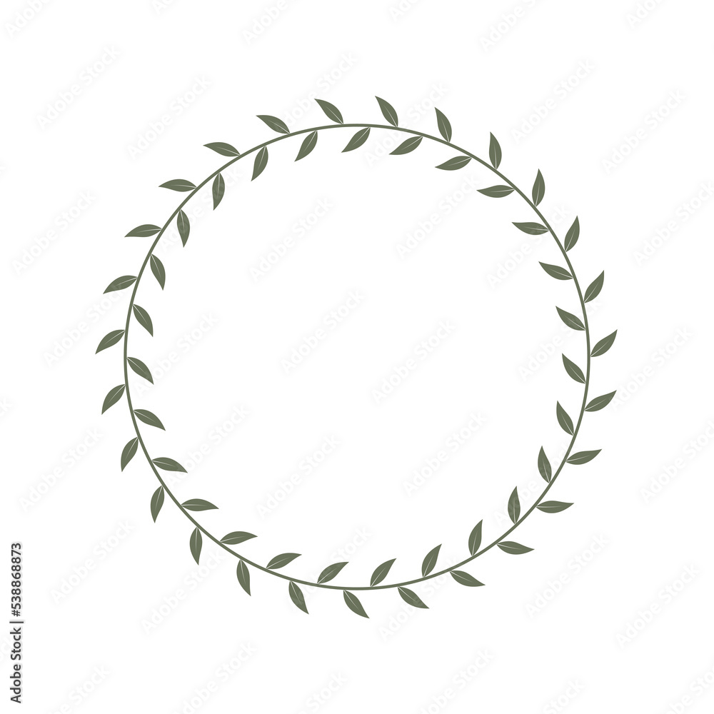 Frame from leaves. Circle graphic background for image. Leaves as frame isolated on white background. Vector illustration