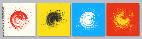 Vector illustration. Vintage style background. Ink brush stroke posters. Paint splash effect. Abstract art frames collection. Design elements for social media, blog post, web template