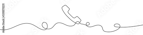 Continuous drawing of handset. One line icon of handset. One line drawing background. Vector illustration. Phone icon