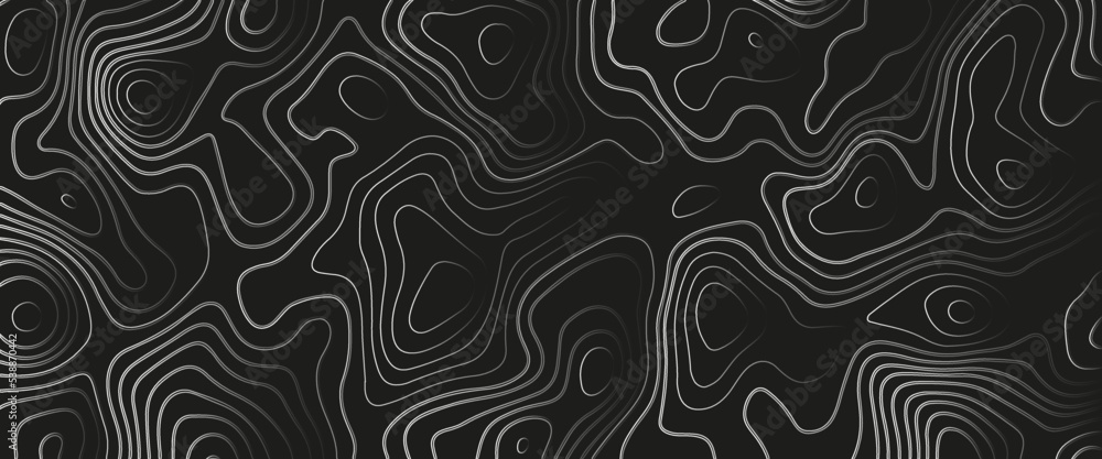 Topographic map. Abstract background with lines and circles. Gray black mountain contour lines. Topographic terrain. Black grey background with space grid Topographic background. Topographic map. Abstract background with lines and circles. Gray black mountain contour lines. Topographic terrain. Black grey background with space grid Topographic background.