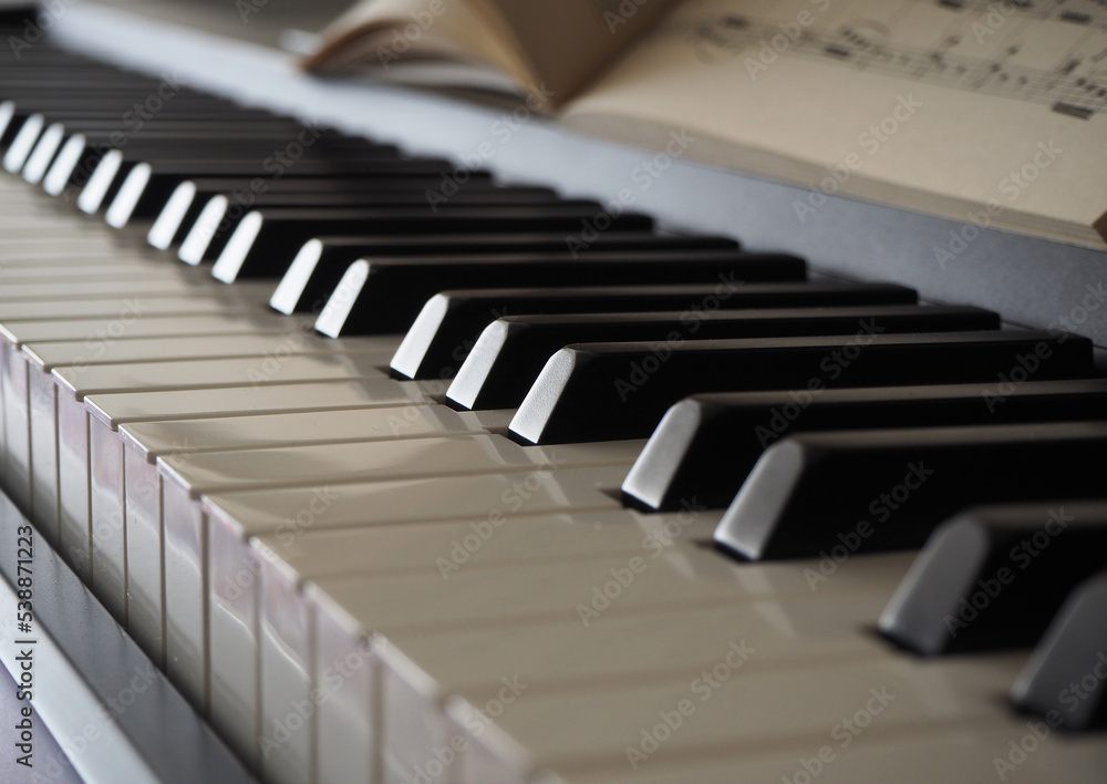 Detail of keys on a piano ready for music concert. Detail of keys on a piano ready for music concert.