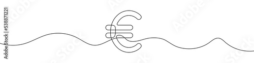 Single continuous line drawing of a euro currency. One continuous line of a euro currency sign. Vector illustration.