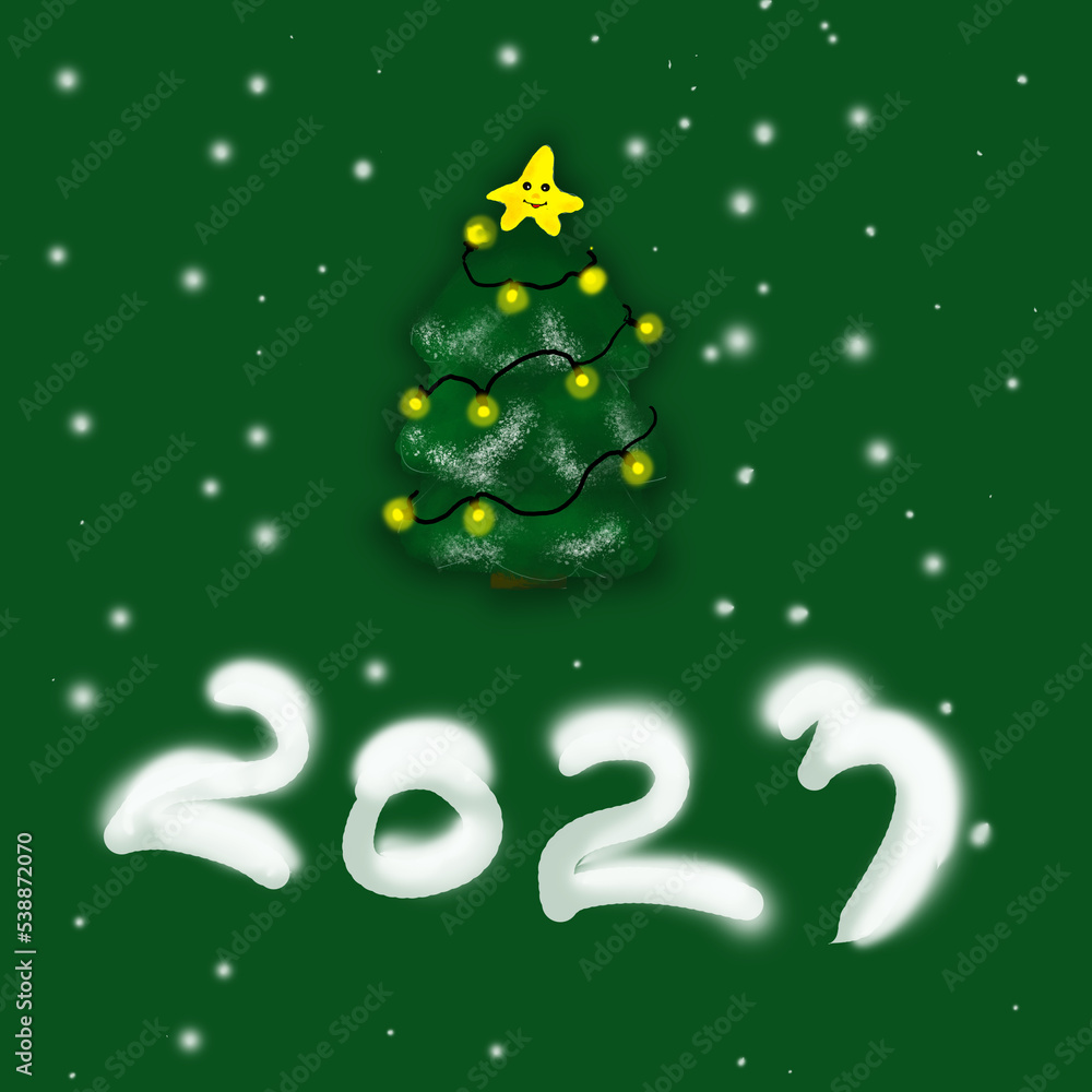 Fototapeta premium christmas card with a christmas tree