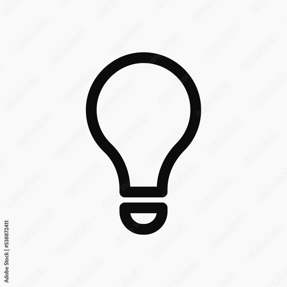 Simple light bulb line vector icon isolated on white background. Simple light bulb line vector icon isolated on white background.