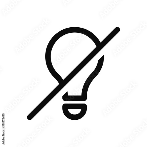 Turn off the light vector icon isolated on white background. Crossed out light bulb icon.