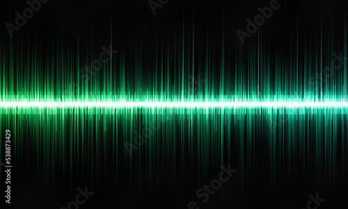 abstract background with green music waves lines on a black background .