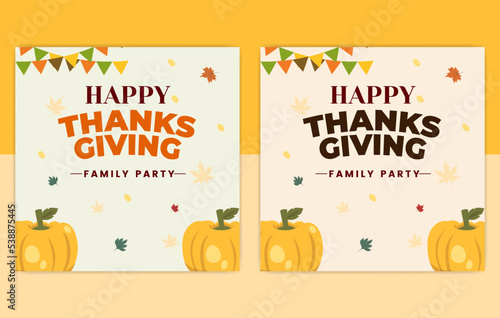 Happy Thanks Giving Day post Template, set of thanksgiving Social Media Post Designs, pumpkin illustration card, Trendy set of vector cards, 
Thanksgiving Cards Collection
