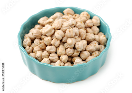 Chickpeas in a pile isolated on a white background