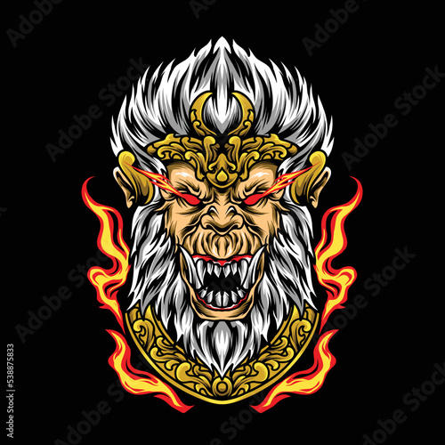 Schilderij op canvas hanoman king monkey illustration vector design, can be used for the purposes of