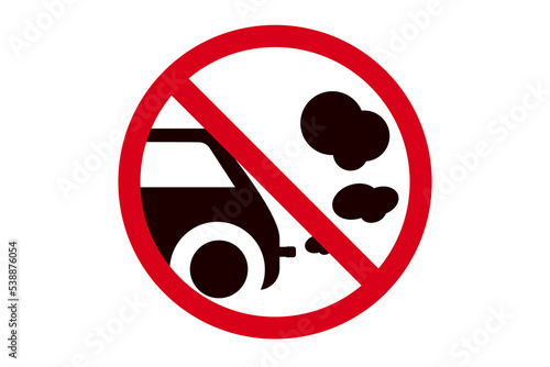 It is forbidden to warm up the car engine sign, icon for prohibition of exhaust gases in the parking.