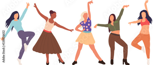 girls dancing on white background, isolated vector