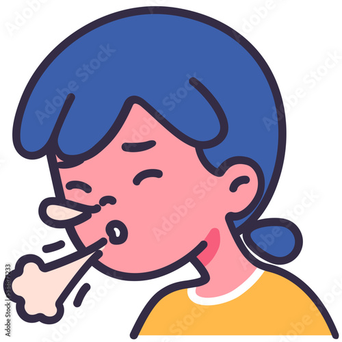 Sneeze girl illustration