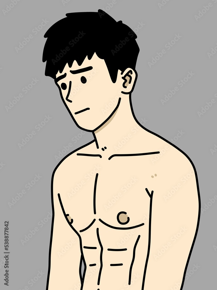 Fototapeta premium cute man cartoon on gray background