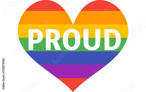 LGBTのレインボーマーク（ハート）とプラウドの文字