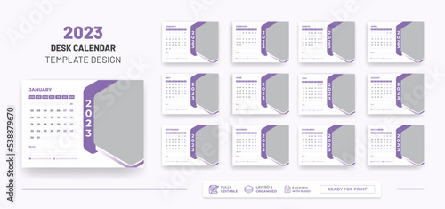 2023 Desk Calendar Or Monthly & Weekly Schedule Modern Colorful Corporate 2023 Design Template.