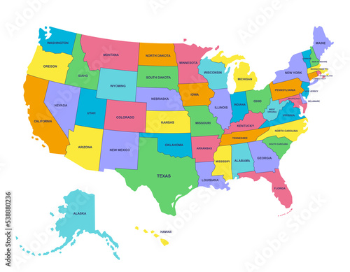 Colored map of the United States PNG
