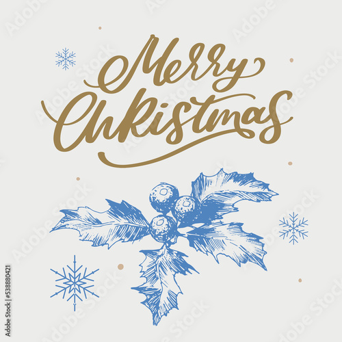 Merry Christmas. Happy New Year, 2023. Typography set. Vector logo, emblems, text design. Usable for banners, greeting cards, gifts etc.