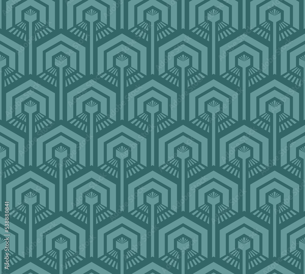 MINT EMERALD SEAMLESS VECTOR BACKGROUND WITH HEXAGONS