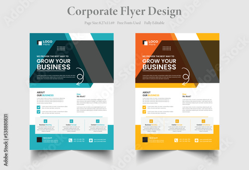 Corporate Flyer template layout design. Corporate business flyer mockup. Creative modern vector flier concept with dynamic abstract shapes on the background