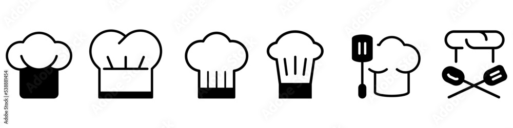 Chef hat vector icon set. cook illustration sign collection. kitchen symbol. restaurant logo. Chef hat vector icon set. cook illustration sign collection. kitchen symbol. restaurant logo.