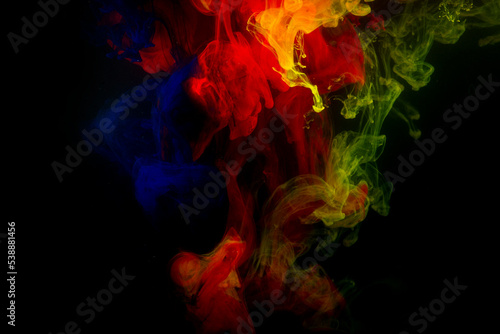 Wallpaper Mural Acrylic inks in blue red and yellow colors making abstract art background in water Torontodigital.ca