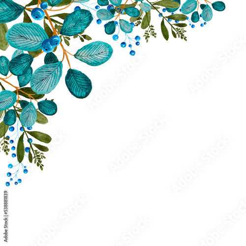 Colorful leaves horizontal frame isolated on white.