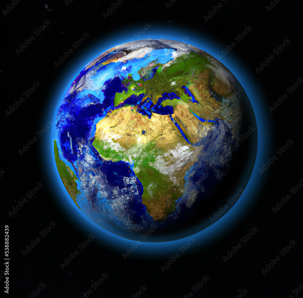 Fototapeta premium Illustration of planet Earth viewed from orbit or space
