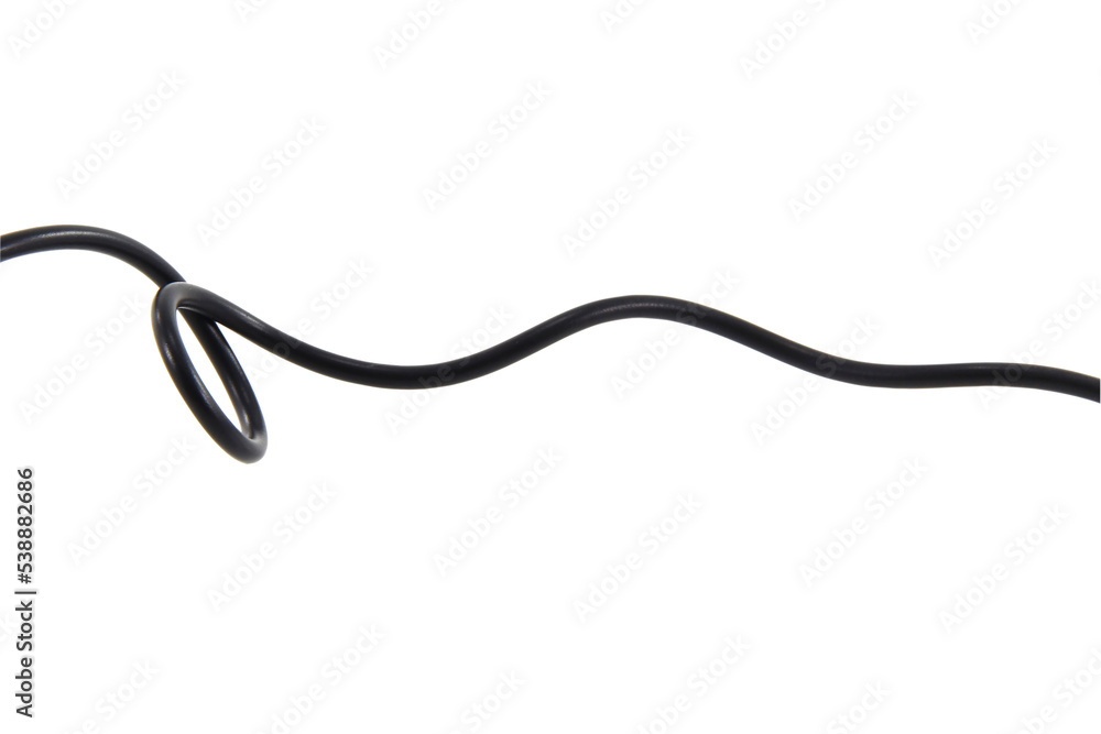 Black wire cable of usb and adapter isolated on white background.Electronic Connector.Selection focus. Black wire cable of usb and adapter isolated on white background.Electronic Connector.Selection focus.