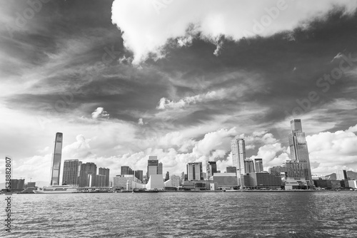 Skyline of Victoria Harbor of Hong Kong city