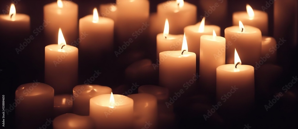 Lit Candles Beautiful Concept Wallpaper Background. Game Art Concept