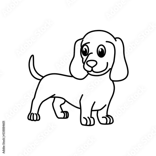 Fototapeta Naklejka Na Ścianę i Meble -  Cute dog cartoon characters vector illustration. For kids coloring book.