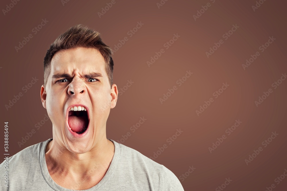 Angry sad Man Shouting Loud, Negative Concept. Angry sad Man Shouting Loud, Negative Concept.