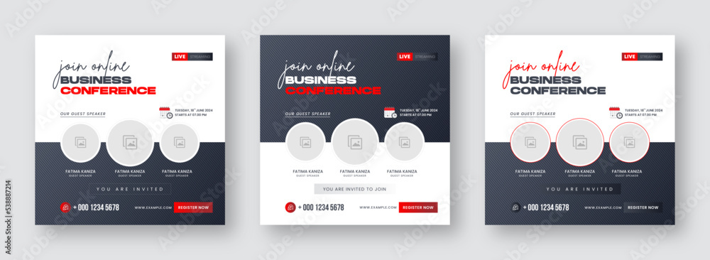 Business webinar invitation design. Webinar and business conference