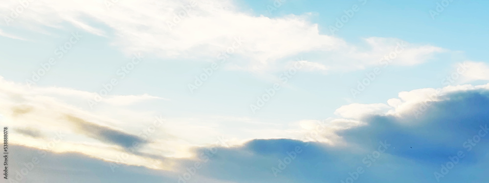 Beautiful clear light blue sky with white clouds in sunny day. You can use for Mobile Applications, background, Texture, Wallpaper and the other site. Vector illustration.