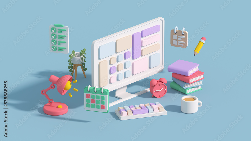 Project task management and effective time planning 3D render illustration Project task management and effective time planning 3D render illustration