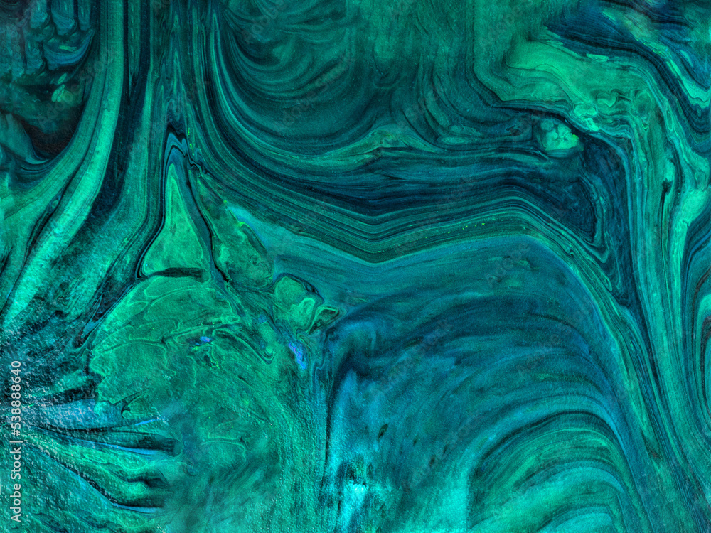 Green marble abstract background texture, acrylic paint. Malachite