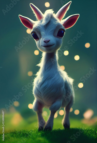 Portrait of a cute baby goat