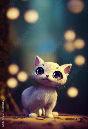 White cat with big eyes © Grafvision