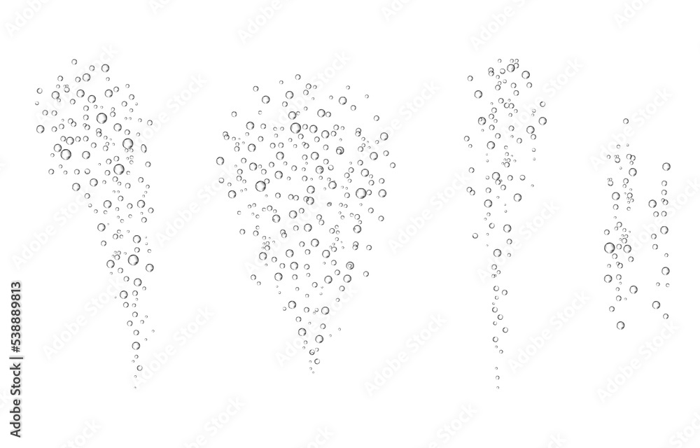 Obraz premium Oxygen air bubbles flow in water on white background.