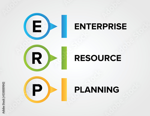 ERP - Enterprise Resource Planning vector structure icons construction concept infographics.