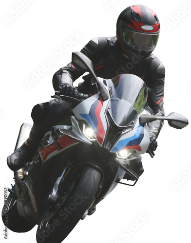 isolated biker on motorcycle