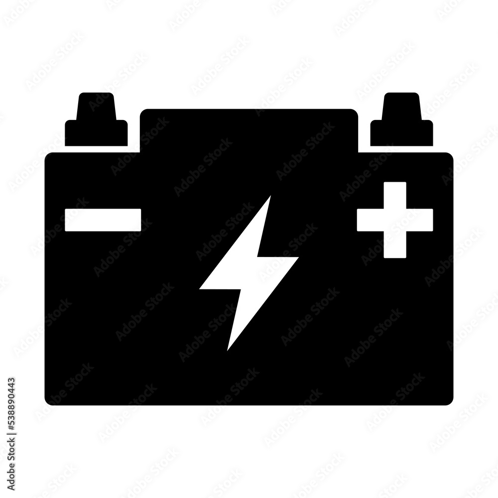 Obraz premium Car battery icon collection. Energy power accumulator. Automotive charge sign. Auto battery symbols isolated on white background. Vector illustration.