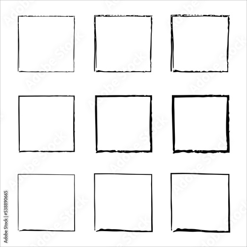 Wallpaper Mural Collection of square black hand drawn grunge frames. Handdrawn square frame. rectangular shapes. Hand drawn brush strokes. Dirty grunge design frames Torontodigital.ca